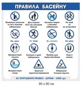 Правила басейну стенд інформаційний