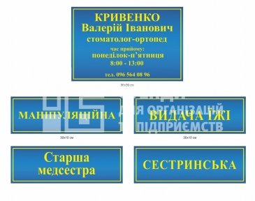 Таблички на двері лікарні в асотрименті